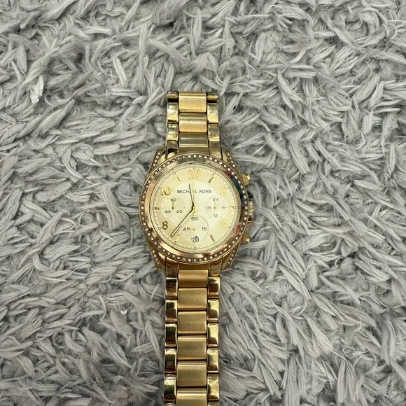 Michael Kors Gold Chronograph Watch with Crystal Bezel - Picture 3 of 6